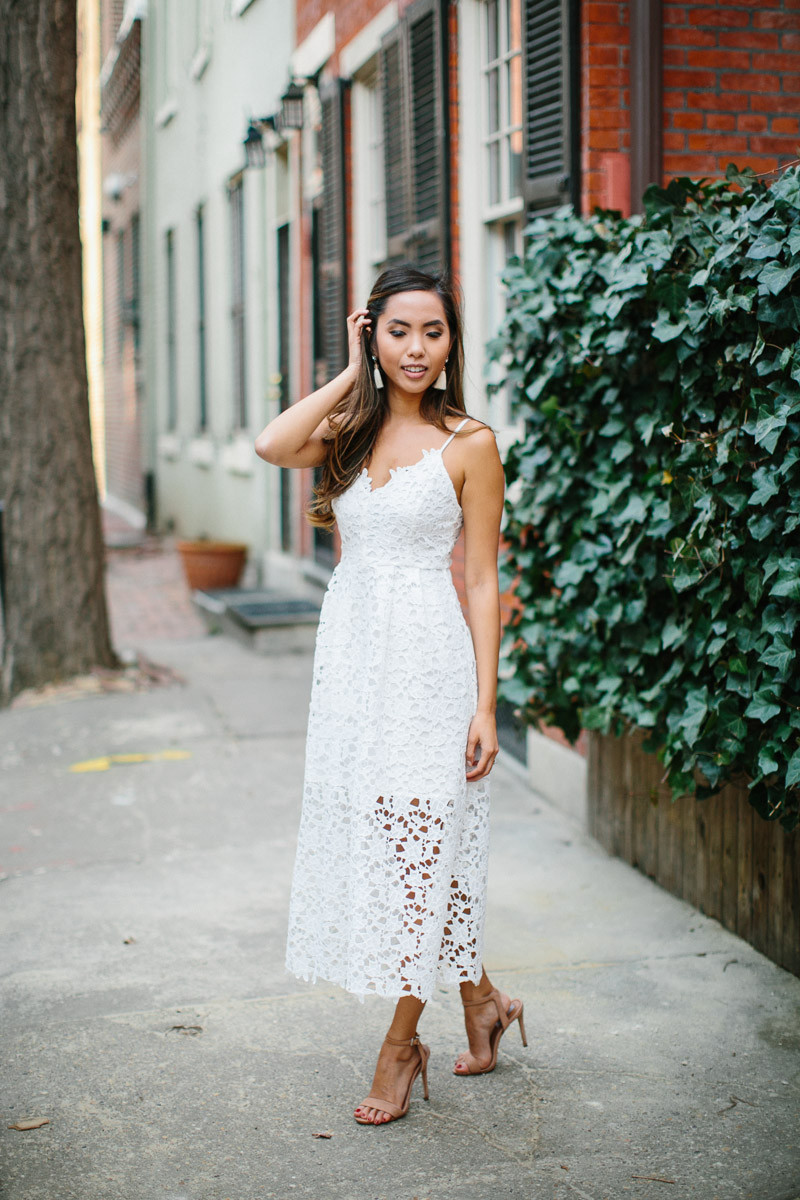 Classic White Lace Midi Dress for Timeless Engagement Photos — Engagement Photo Dresses 2027
