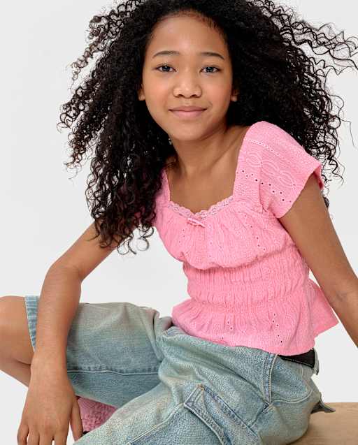 Textured Pink Knit Top with Denim Shorts Textured Pink Knit Top with Denim Shorts — Cute Outfits 2027 for Tweens