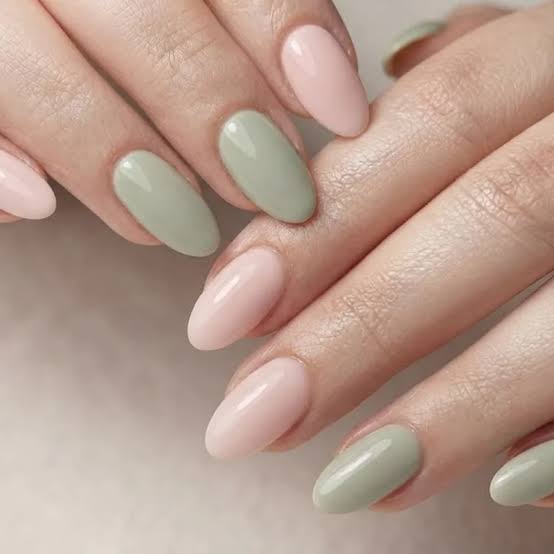 Pale Pink Sage Green French Tips Pale Pink Sage Green French Tips — Simple Nails 2027