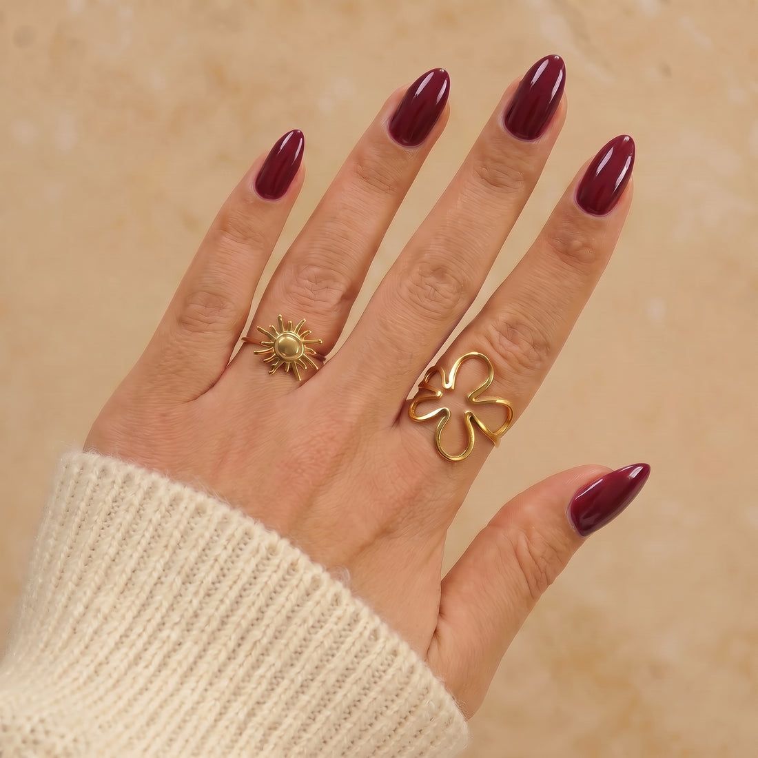 Deep Dark Burgundy Gloss Stiletto Nails — Garnet Nails 2027