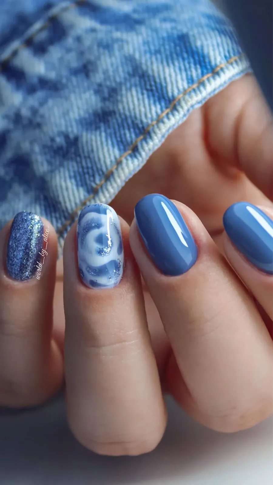 Dusty Blue Stiletto with Silver Dot Border Dusty Blue Stiletto with Silver Dot Border — Denim Nails 2027