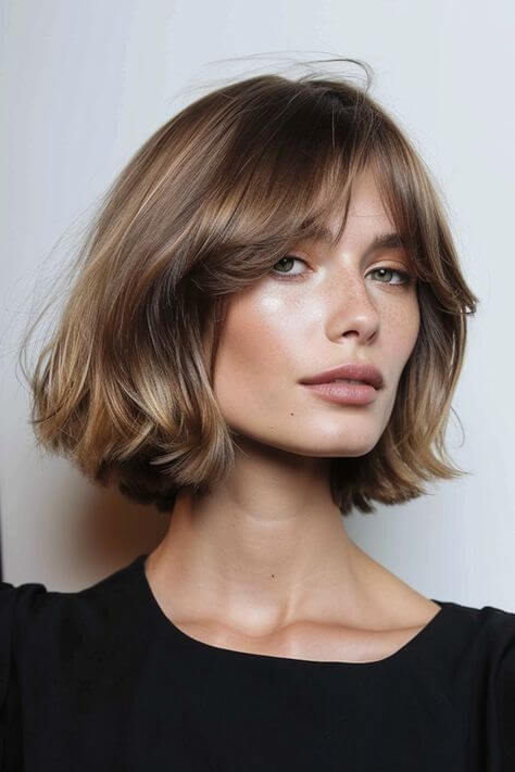 Collarbone Bob With Soft Curtain Bangs Collarbone Bob With Soft Curtain Bangs — Italy Hairstyles 2027