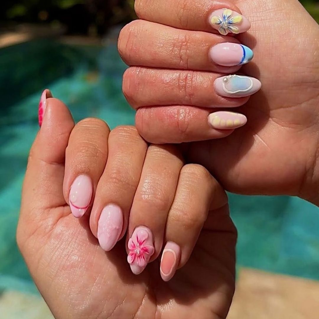 Pastel Beach Motifs with Mixed Finishes Pastel Beach Motifs with Mixed Finishes — Beach Nails 2027