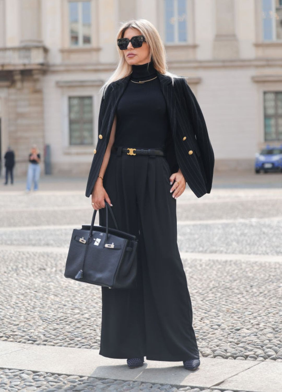 Pinstripe Blazer and Wide-Leg Trousers for Understated Chic Pinstripe Blazer and Wide-Leg Trousers for Understated Chic — Italian Restaurant Outfits 2027
