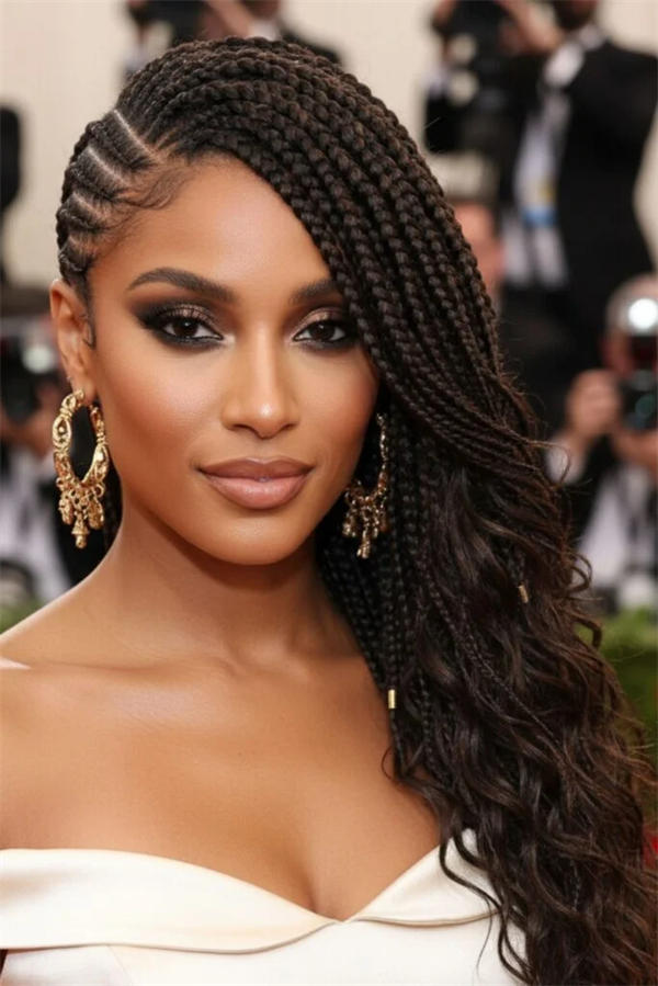 Braided Side With Loose Waves — Braids 2027 for Medium Hair