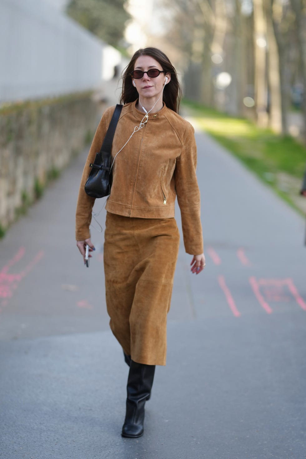 Tan Suede Jacket and Midi Skirt Co-ord Tan Suede Jacket and Midi Skirt Co-ord — Brown Outfits 2027