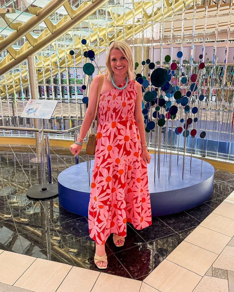 Pink and Orange Floral One-Shoulder Maxi Dress for a Vibrant Cruise Dinner Pink and Orange Floral One-Shoulder Maxi Dress for a Vibrant Cruise Dinner — Cruise Dinner Dress 2027