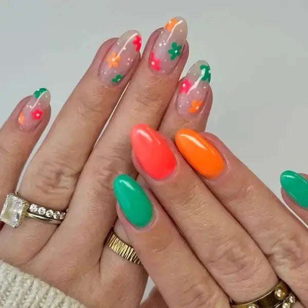 Transparent Floral Accents — Summer Dip Nails 2027