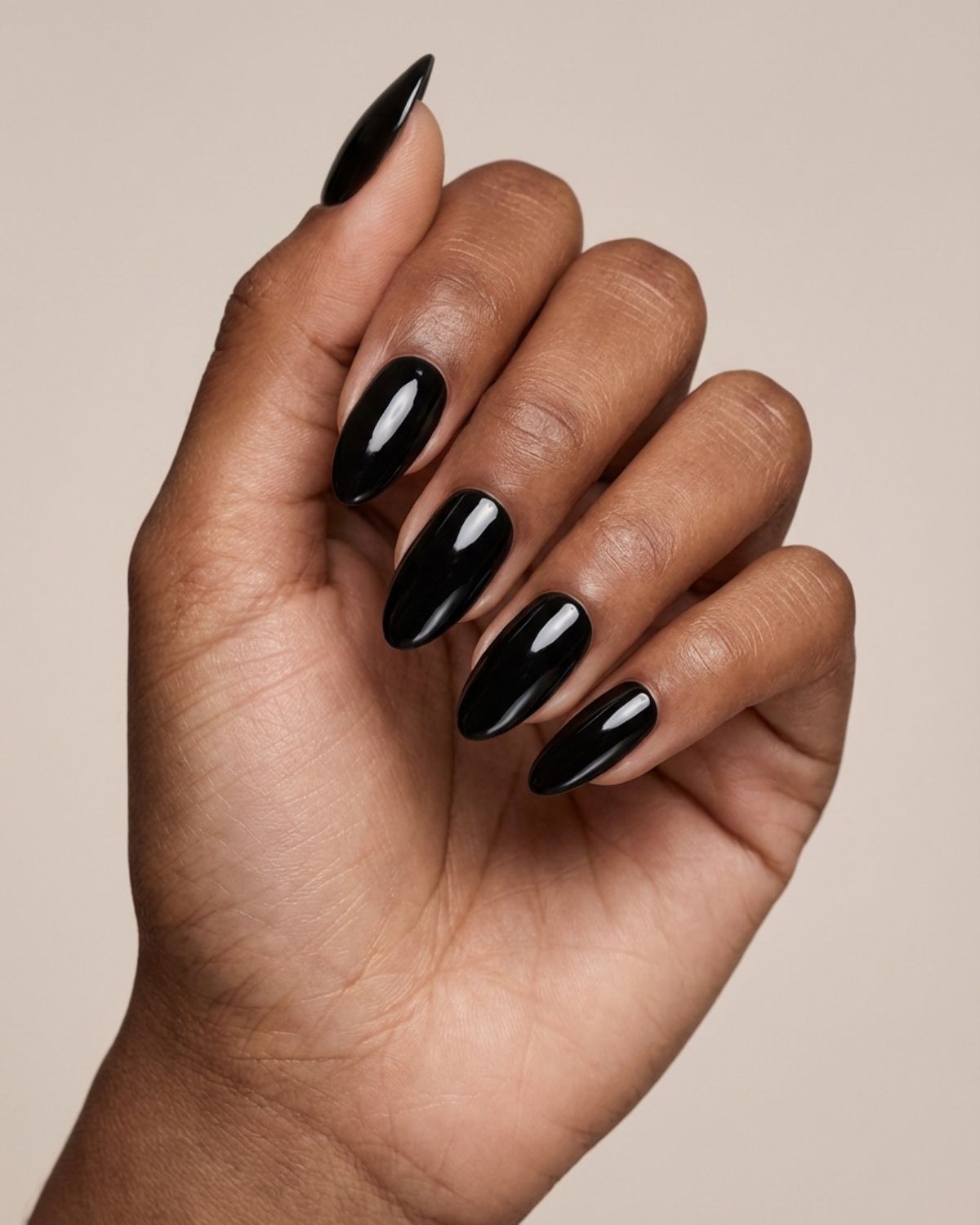 Deep Opaque Black Glossy Oval Deep Opaque Black Glossy Oval — Polygel Nails 2027