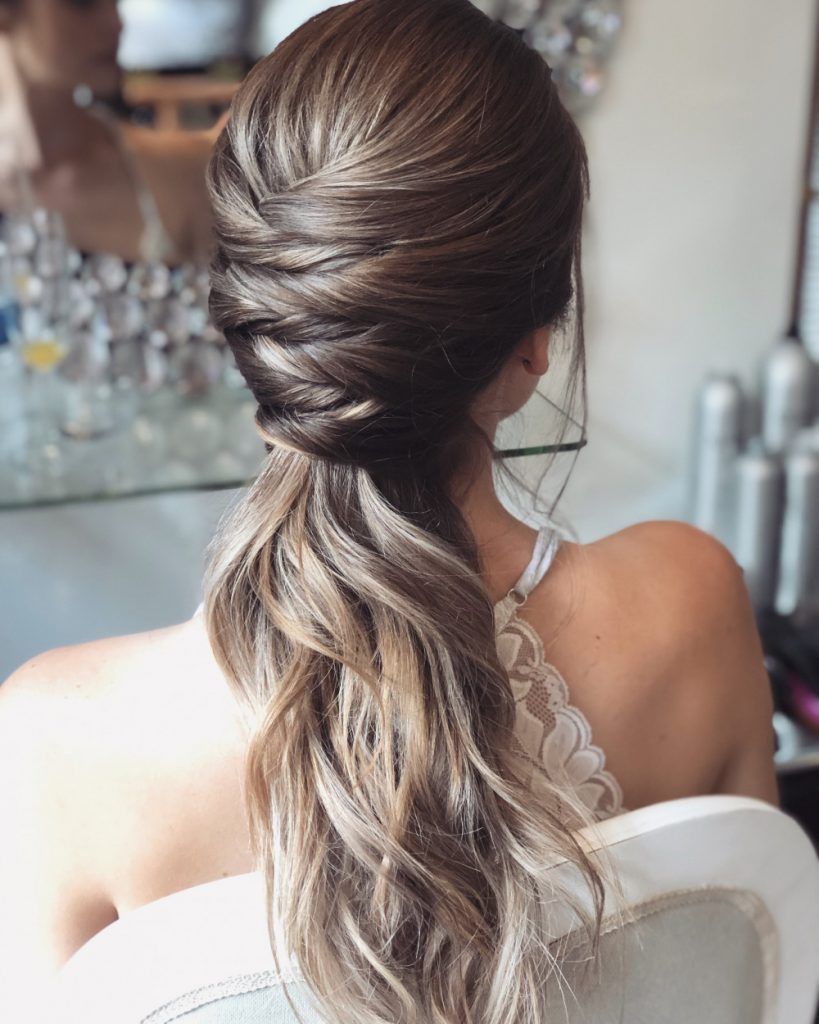 Medium Brown With Blonde Balayage Visual Idea — Bridesmaid Ponytail Hairstyles 2027