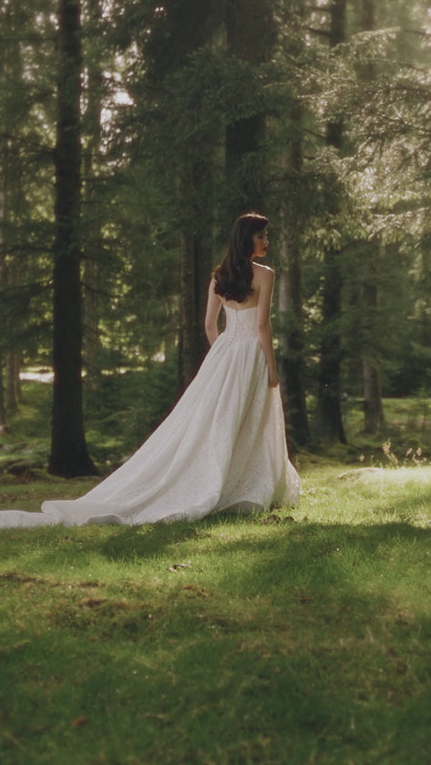 Ethereal Lace: A-Line Gown with Sweeping Train — Wedding Dress Trends 2027