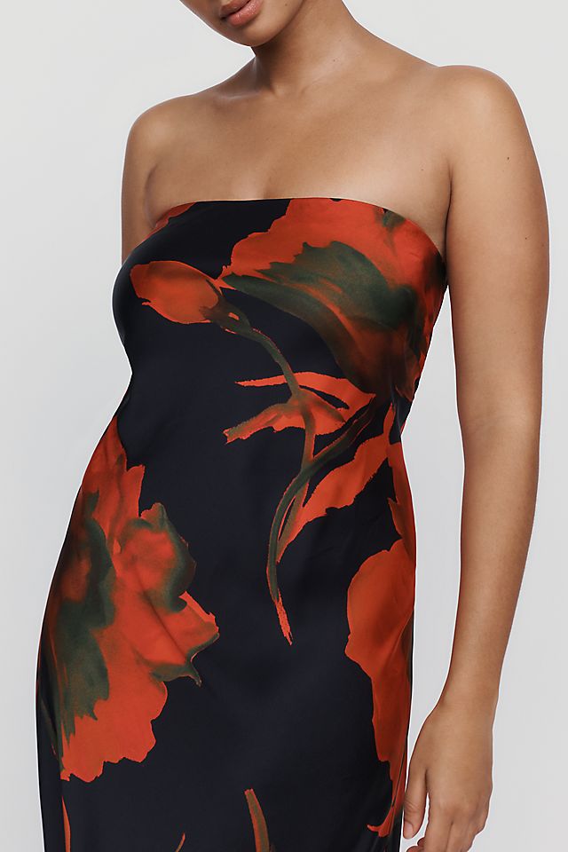 Black Strapless Maxi Dress with Bold Floral Print Black Strapless Maxi Dress with Bold Floral Print — Strapless Dresses 2027