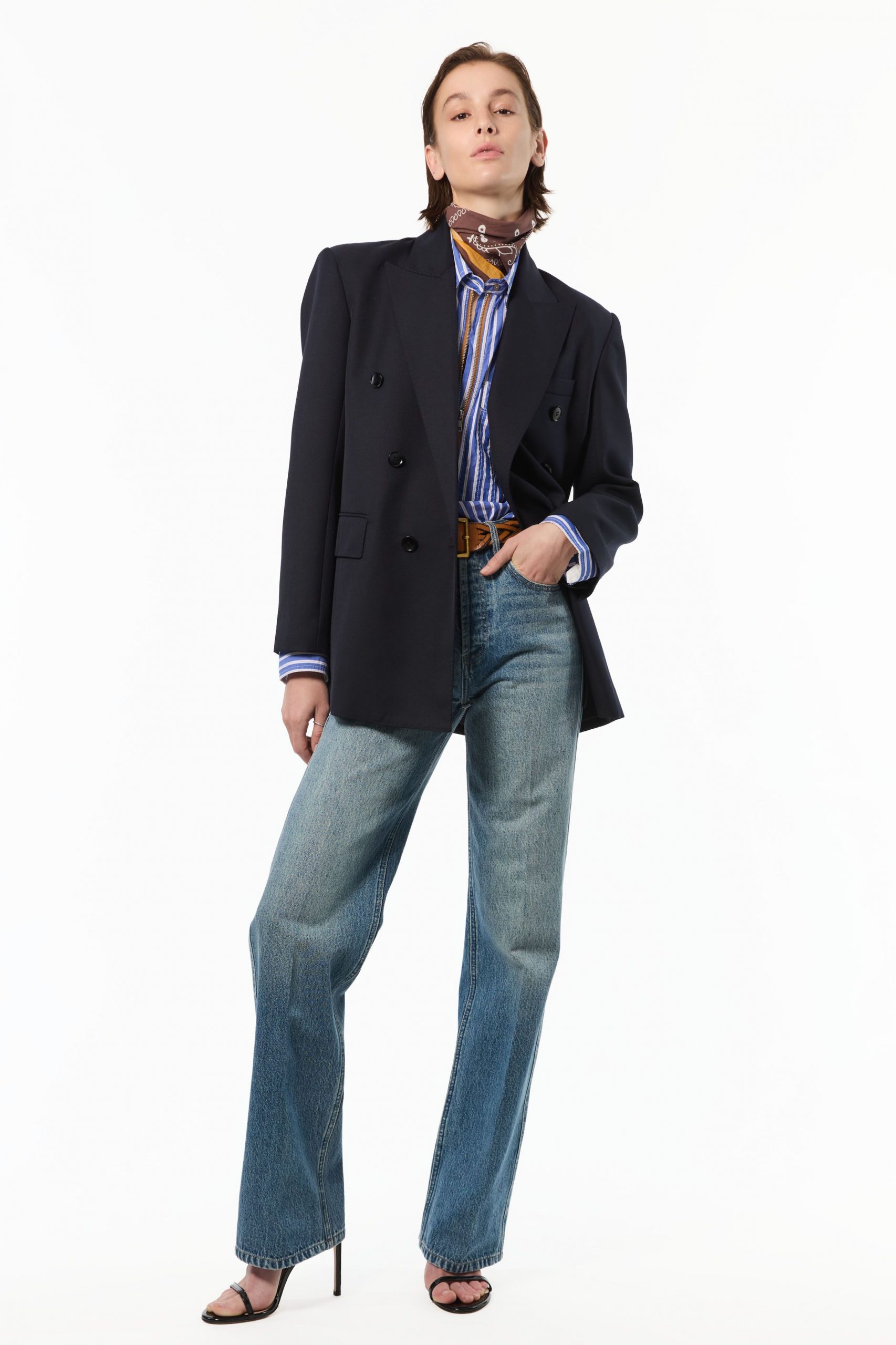 Smart Casual: Straight-Leg Jeans with a Striped Shirt and Blazer Smart Casual: Straight-Leg Jeans with a Striped Shirt and Blazer — Jeans Outfits 2027