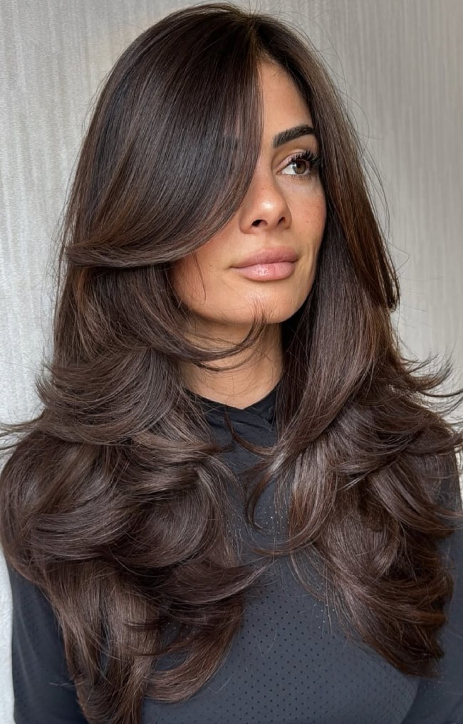 Deep Dark Brown With Voluminous Layers Deep Dark Brown With Voluminous Layers — Dark Brown Hair 2027