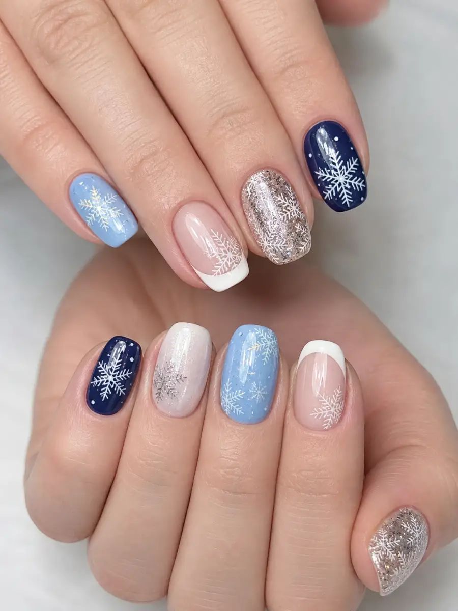 Diverse Winter Oval/Square Nails Diverse Winter Oval/Square Nails — Winter Wonderland Nails 2027