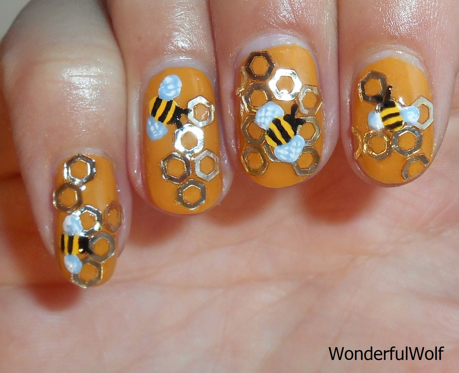 Bees And Honeycomb Decals On All Nails Visual Idea Bees And Honeycomb Decals On All Nails Visual Idea — Bee Nails 2027