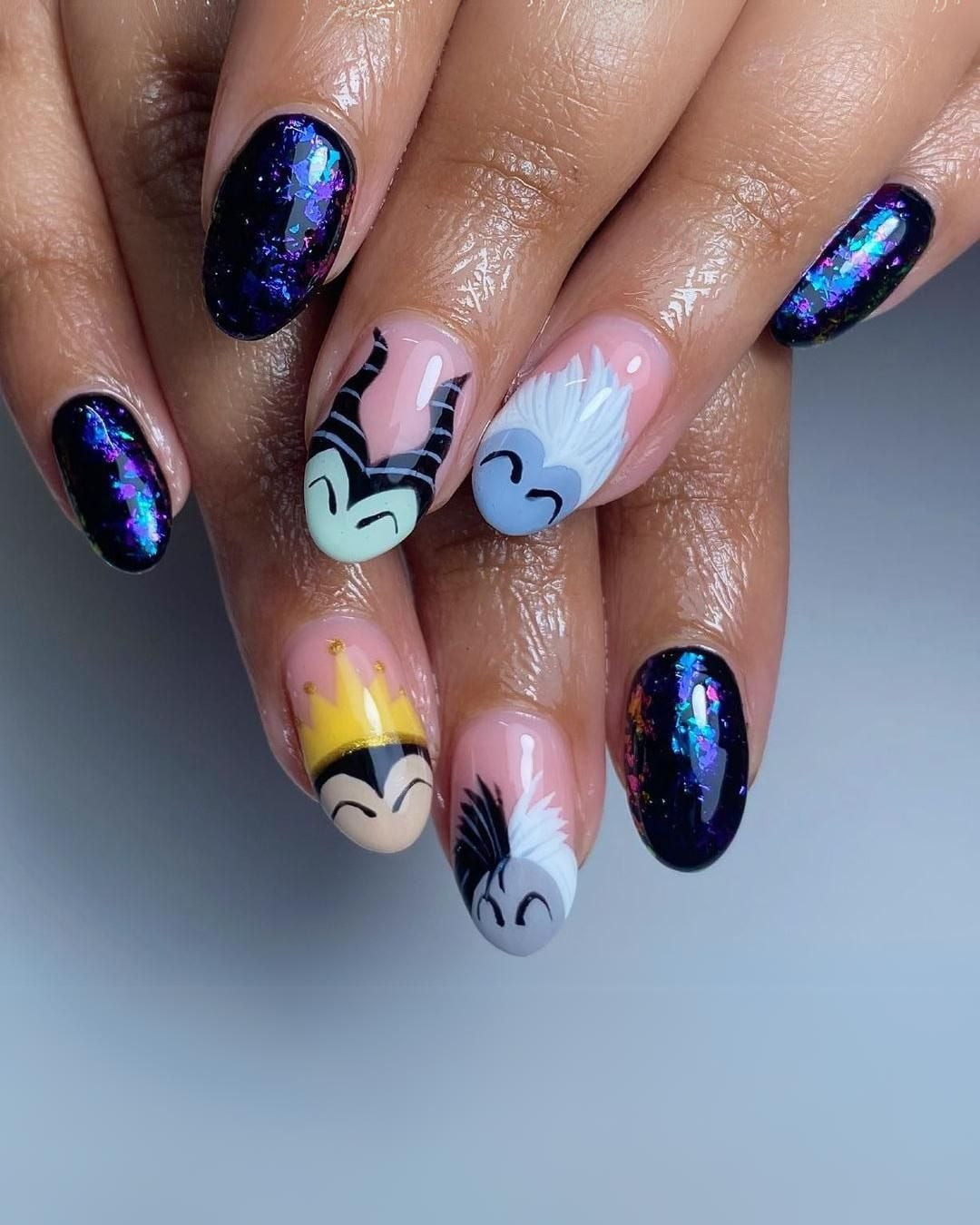 Villain Portraits Iridescent Foil Nails Villain Portraits Iridescent Foil Nails — Princess Disney Nails 2027