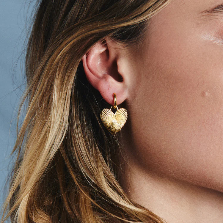Heart-Shaped Gold Hoop with Textured Finish Heart-Shaped Gold Hoop with Textured Finish — Gold Hoops Outfits 2027
