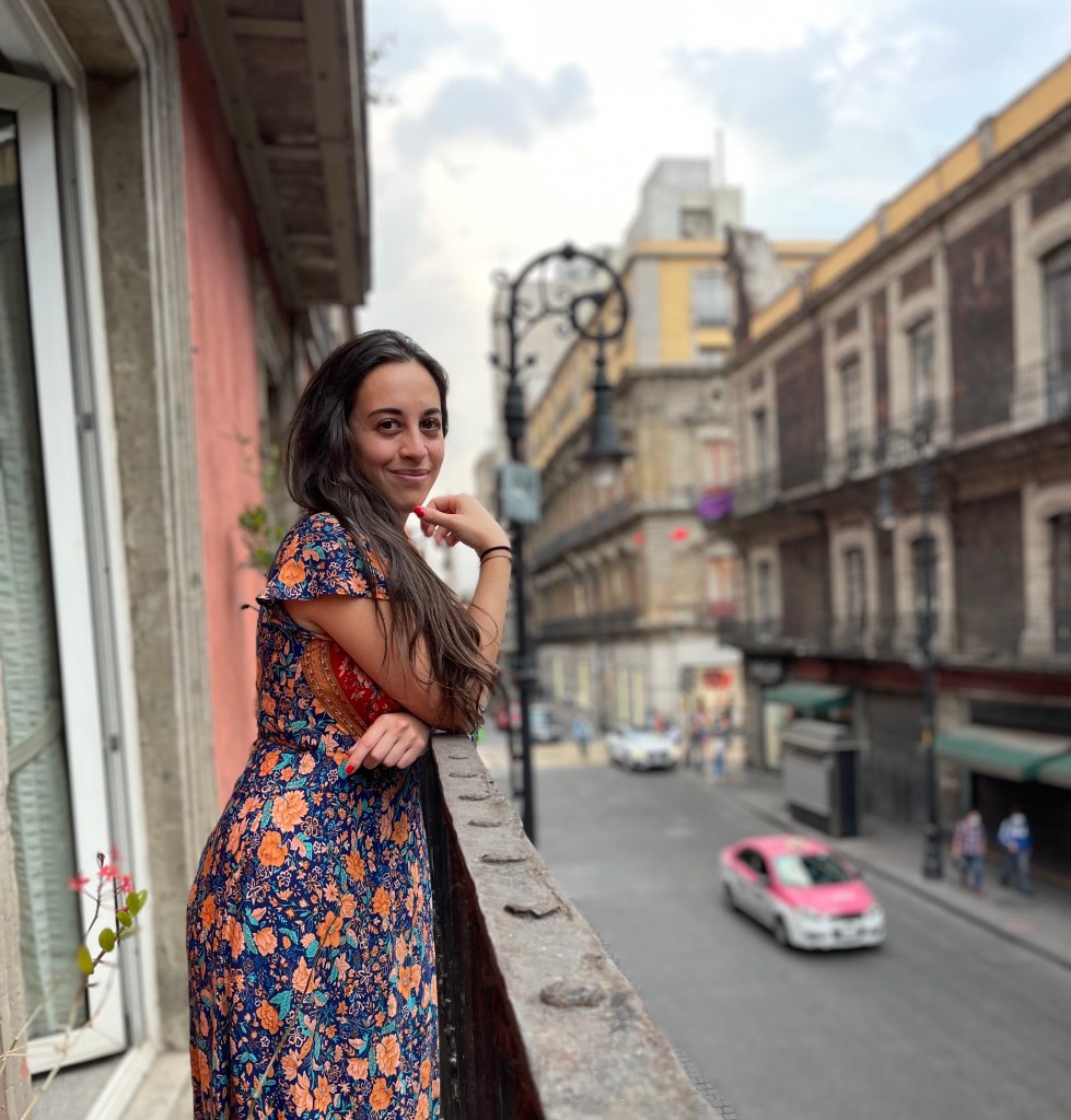 Navy Floral Print Dress with Fitted Bodice and Flared Skirt Navy Floral Print Dress with Fitted Bodice and Flared Skirt — Mexico City Outfits 2027