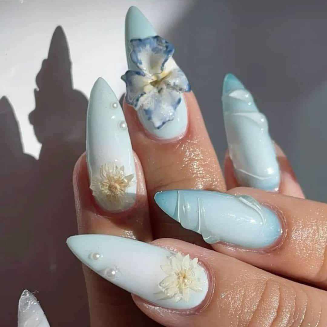 Matte Nude Coral Floral Stilettos Matte Nude Coral Floral Stilettos — Floral Stiletto Nails 2027