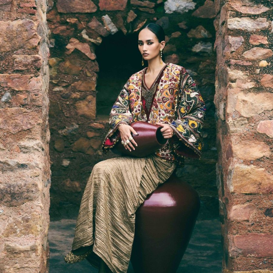 Embroidered Jacket and Flowing Metallic Gold Skirt — Modern Heirloom Outfits 2027