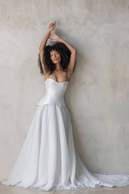 Strapless Wedding Dress with Peplum Detail Strapless Wedding Dress with Peplum Detail — All White Outfits 2027
