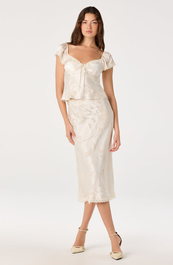 Cream Satin Matching Set with Lace Trim and Tie Detail Cream Satin Matching Set with Lace Trim and Tie Detail — Bows and Lace Outfits 2027