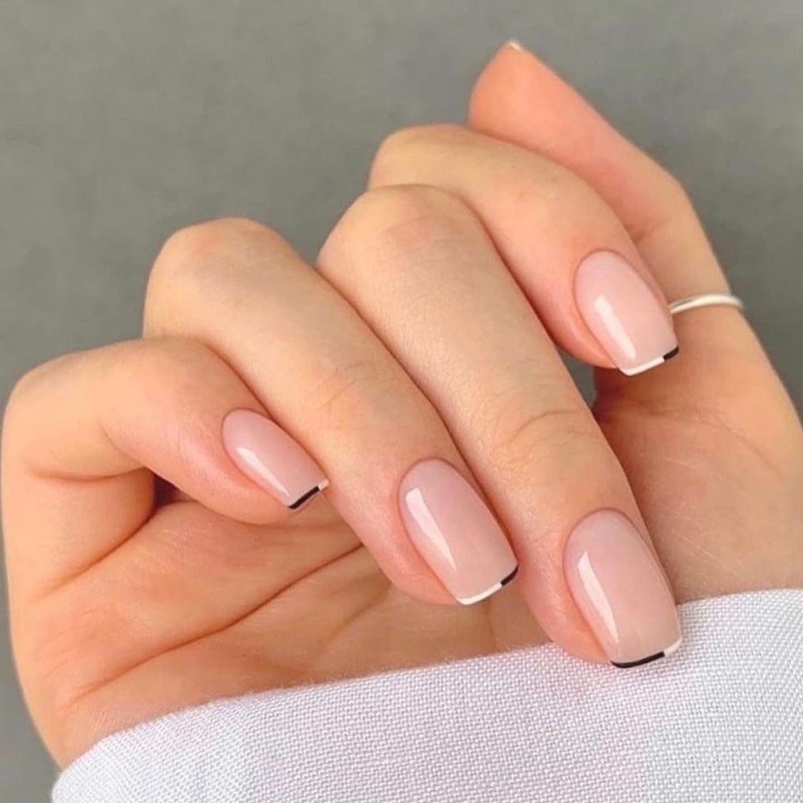 Black Tip Accent on Pinky Nude Black Tip Accent on Pinky Nude — Realtor Nails 2027