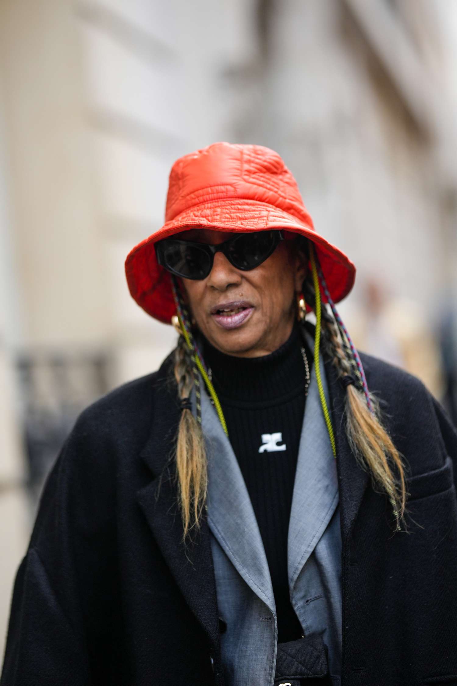 Mid-Back Black Hair In Colorful Braids — Bucket Hat Hairstyles 2027