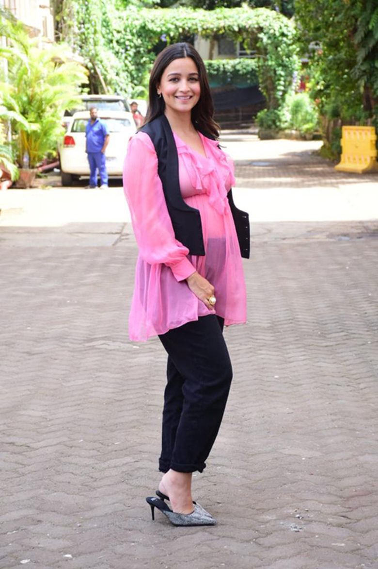 Sheer Pink Tunic with Black Vest and Trousers Sheer Pink Tunic with Black Vest and Trousers — Gender Reveal Outfits 2027