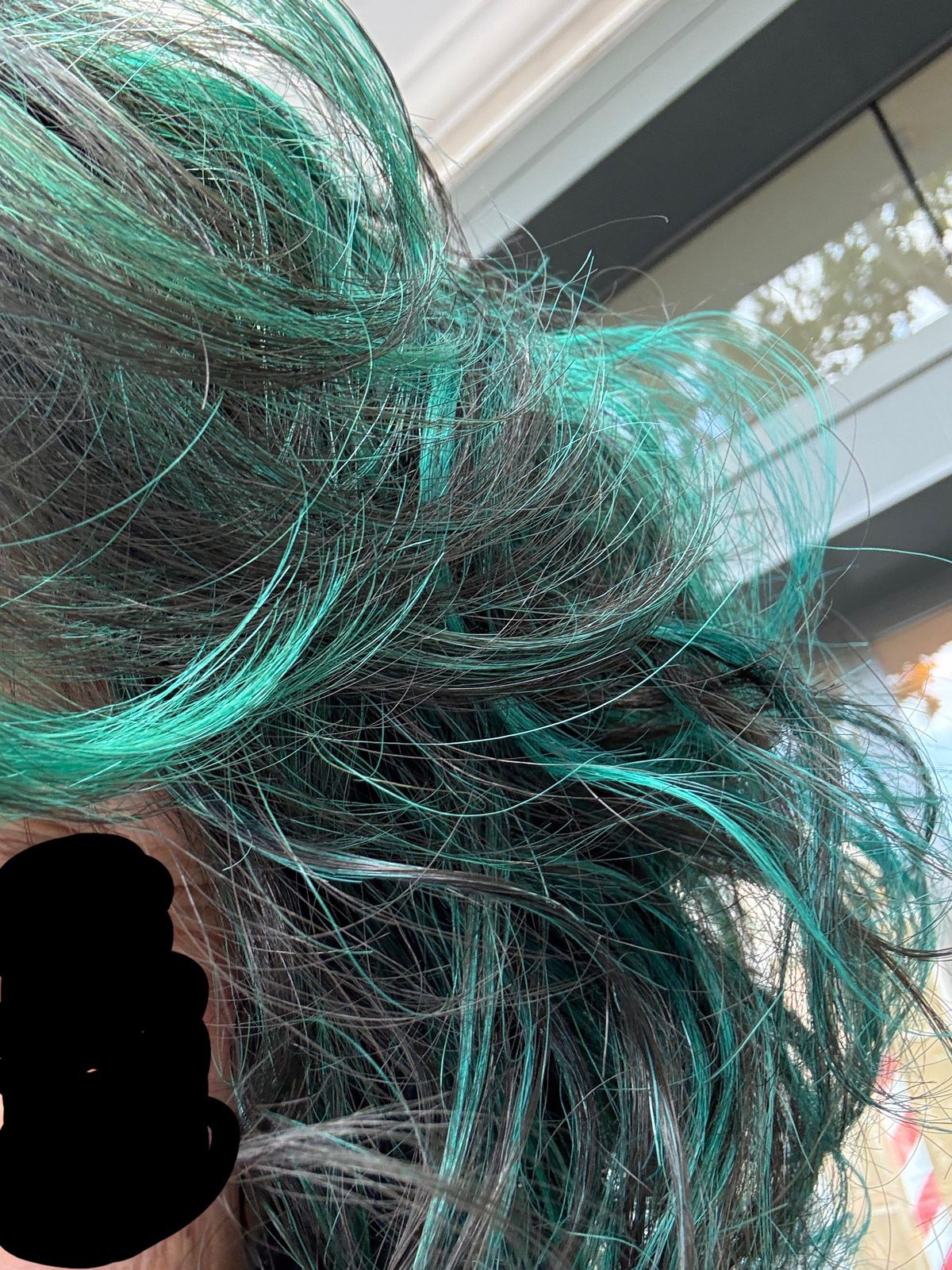 Shoulder Length Dark Base With Green Strands — Green and Blonde Hair 2027