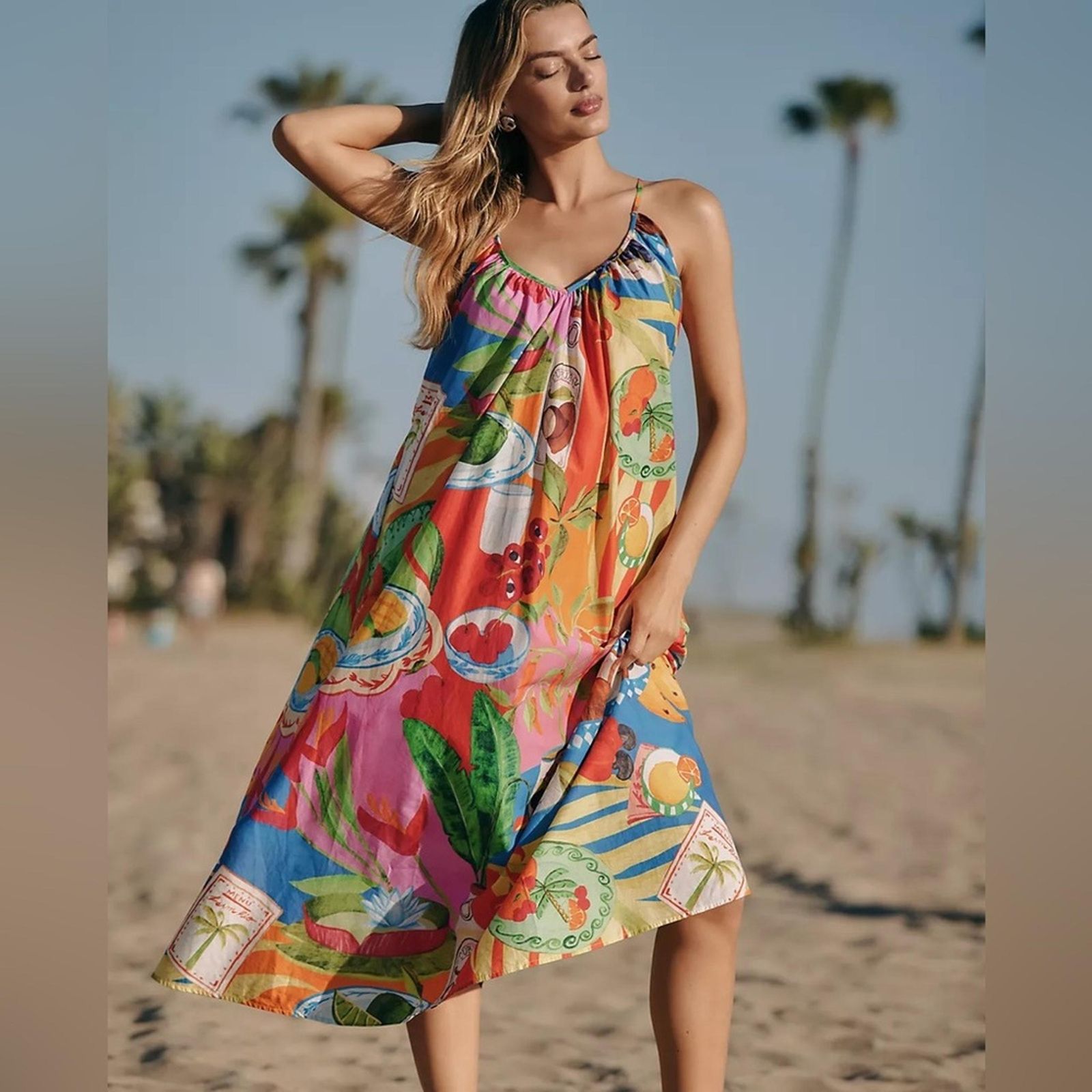 Spaghetti Strap Midi Dress Outfit Idea — Midi Picnic Dress 2027