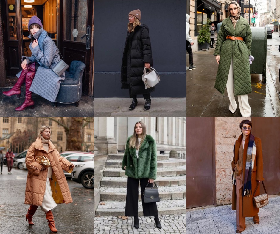 Light Blue Quilted Coat with Burgundy Boots for a Chic Winter Outing — Snow Outfits 2027