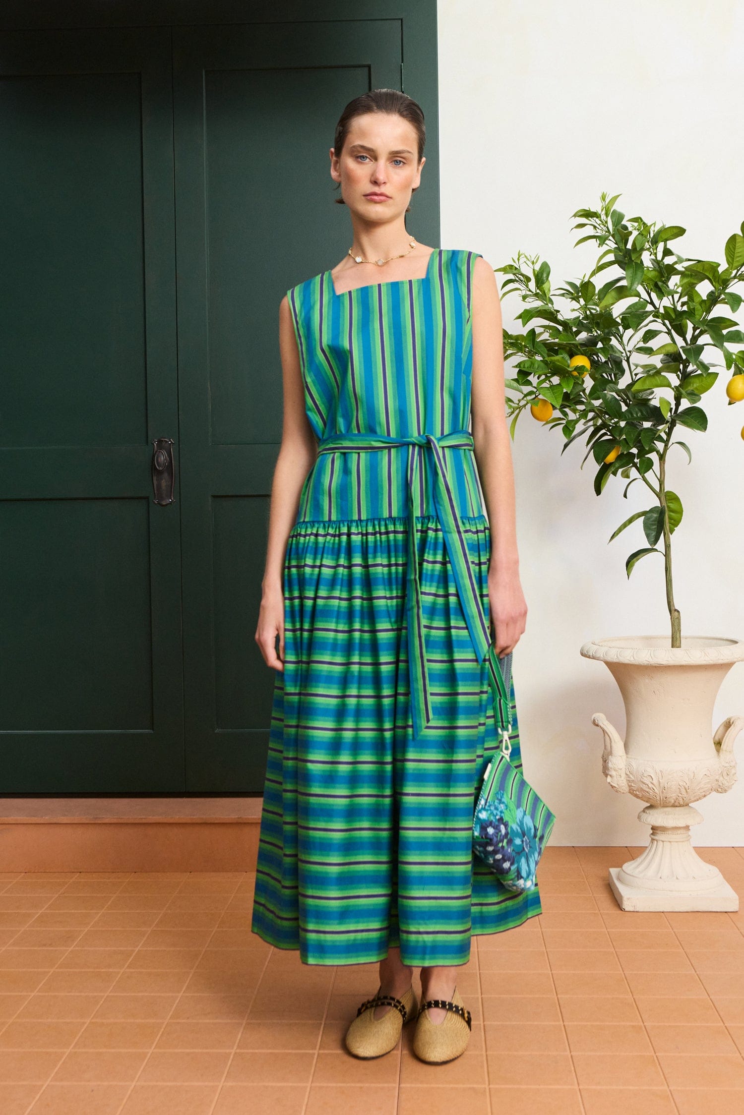 Mixed Stripe Midi Dress for Summer Events Mixed Stripe Midi Dress for Summer Events — Striped Dresses 2027