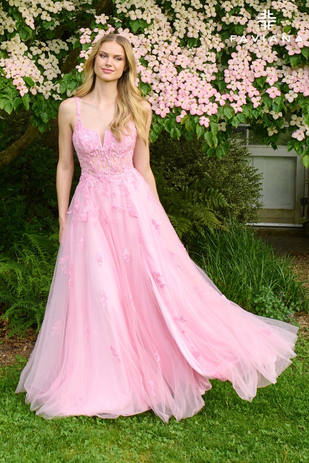 Light Pink Tulle Gown with Lace Bodice and Floral Embroidery Light Pink Tulle Gown with Lace Bodice and Floral Embroidery — Prom Outfits 2027