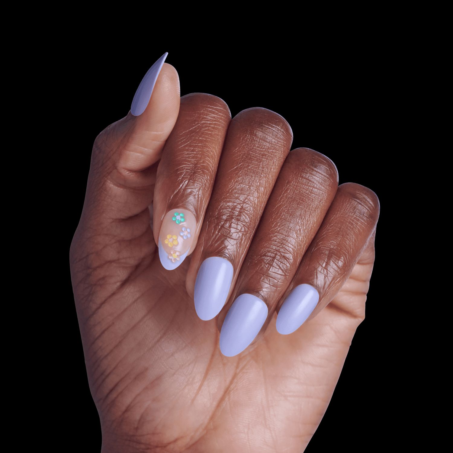 Lavender Polish with Pastel Floral Decals — Pastel Nails 2027 for Brown Skin