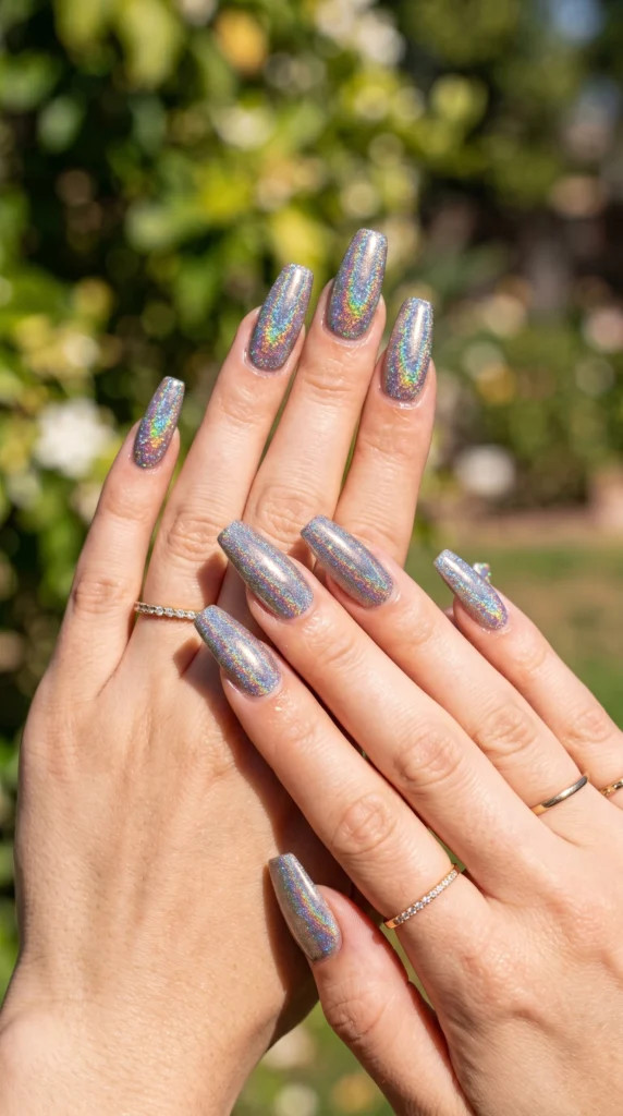 Silver Base Scattered Holographic Foil Silver Base Scattered Holographic Foil — Holographic Foil Nails 2027