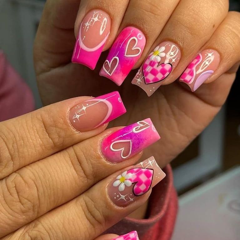 Pink Gradient White Hot Pink Visual Idea Pink Gradient White Hot Pink Visual Idea — Valentines Press On Nails 2027