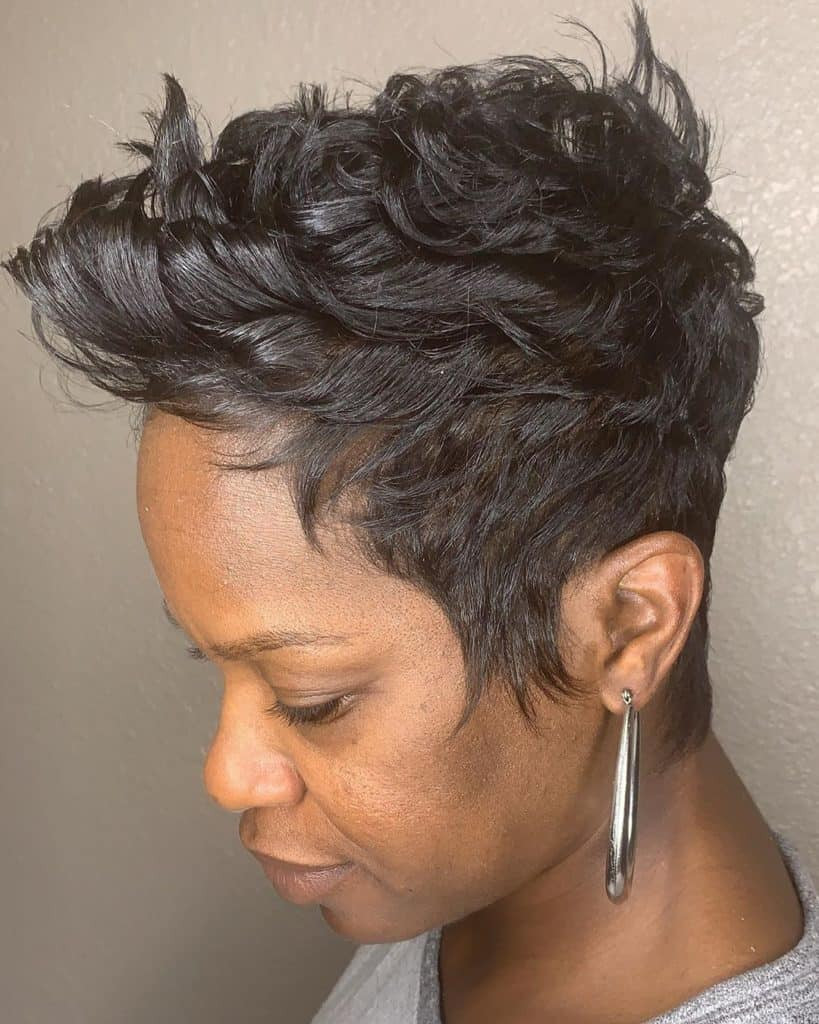 Textured Black Side-Swept Pixie — Pixie Cut 2027 for Black Women
