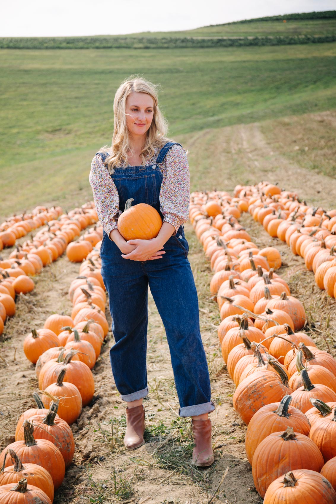 Denim Overalls and Floral Shirt for a Pumpkin Patch Outing Denim Overalls and Floral Shirt for a Pumpkin Patch Outing — Farm Outfits 2027