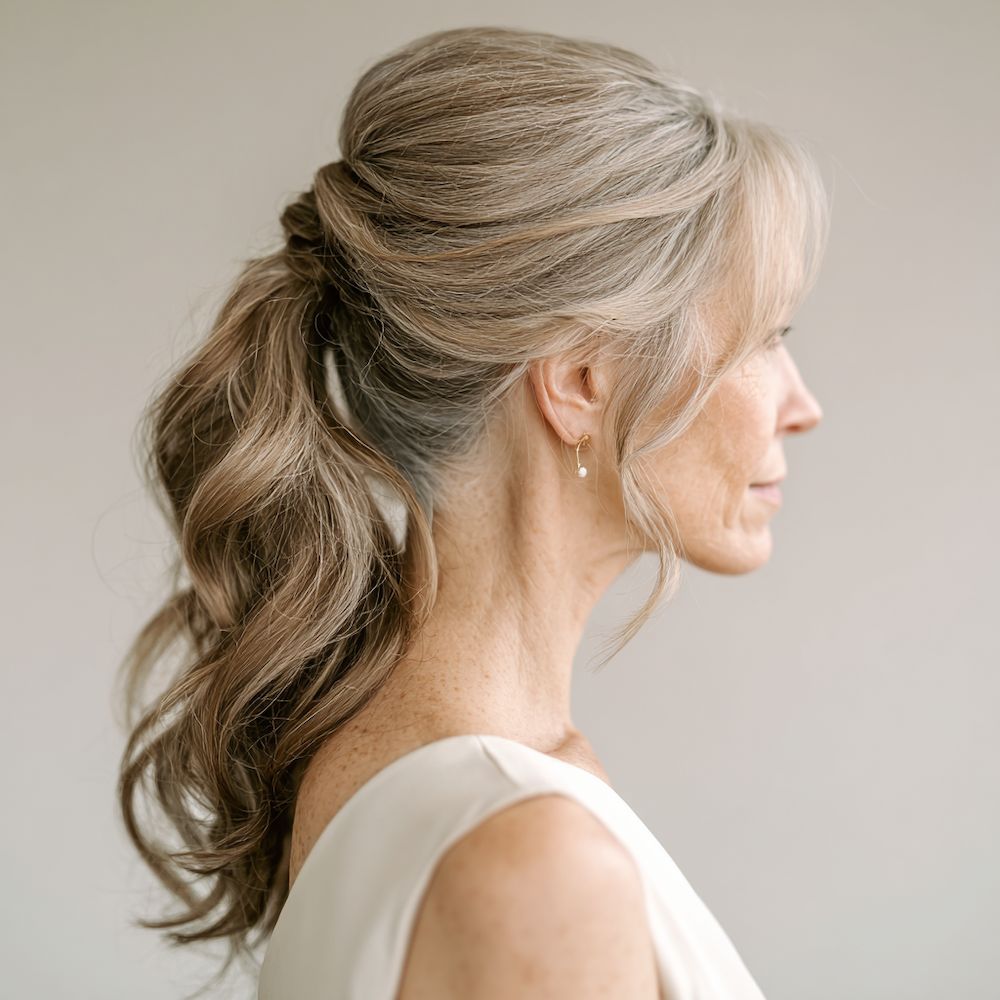 Soft Grey Collarbone Ponytail — Ponytail Bachelorette Hairstyles 2027
