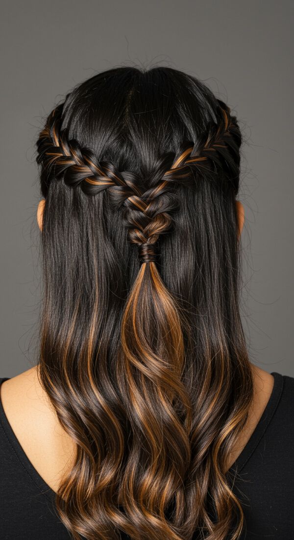 Mid-Back Braided Crown Ponytail Mid-Back Braided Crown Ponytail — Hairstyles 2027 for College