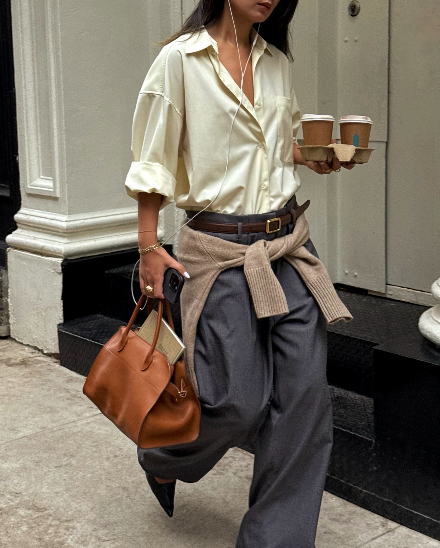 Satin Shirt and Wide-Leg Trousers for a Sophisticated Look — First Day of Work Outfits 2027