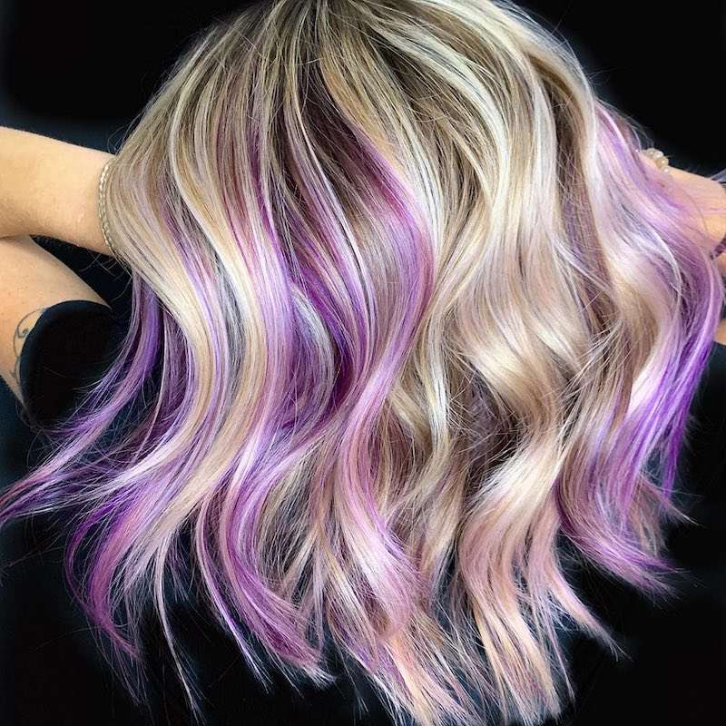 Ash Blonde with Pastel Purple and Pink Highlights Ash Blonde with Pastel Purple and Pink Highlights — Blonde 2027 with Purple Hair