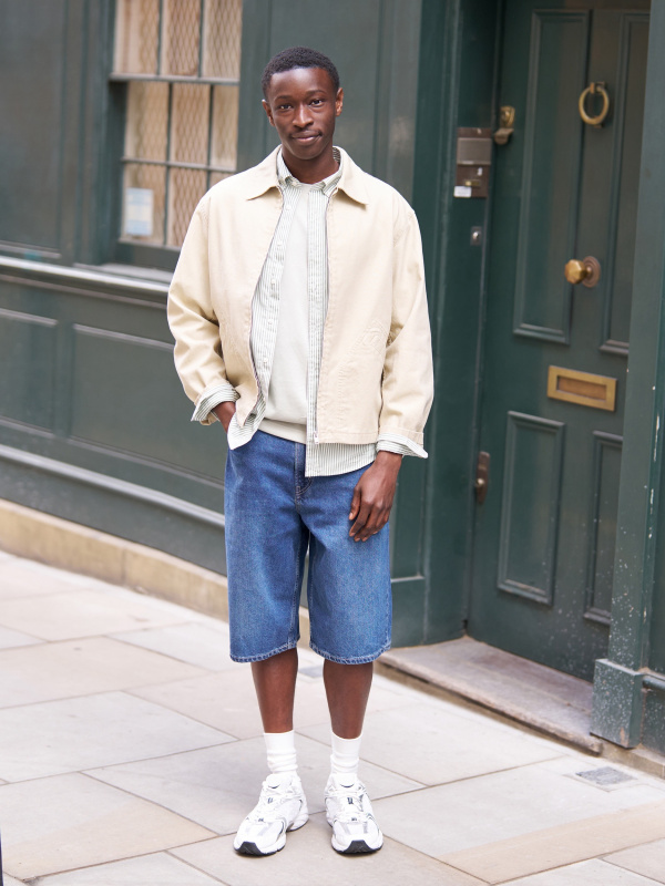 Medium Wash Jorts with Bomber Jacket and Athletic Sneakers Medium Wash Jorts with Bomber Jacket and Athletic Sneakers — Jorts Outfits 2027