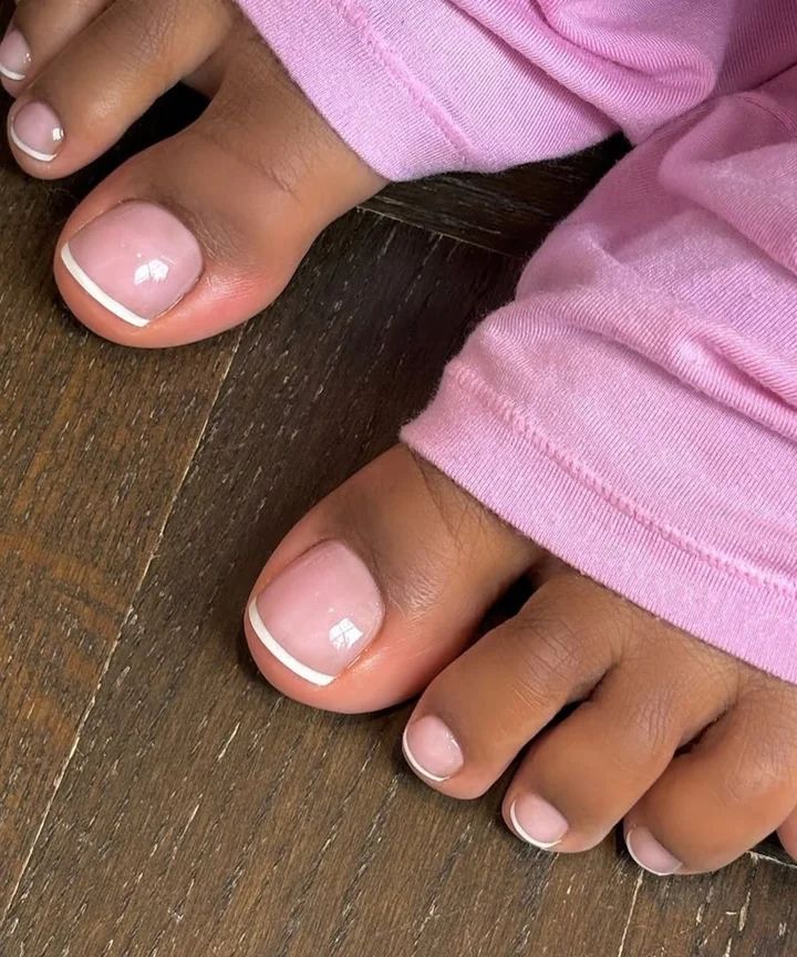 Chic Short Square French Pedicure — Toe Nails 2027 for Women Over 60