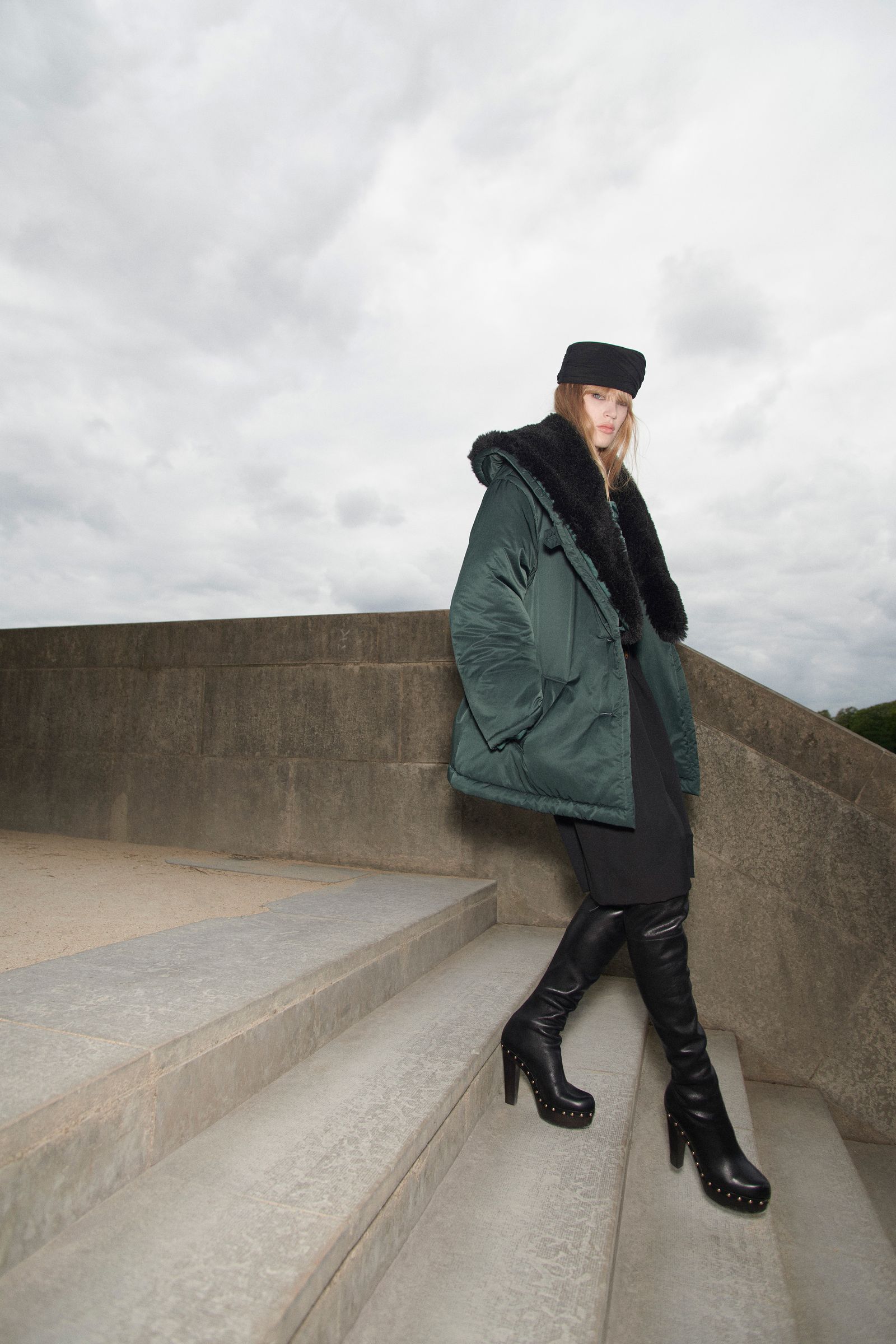 Statement Puffer Coat with Studded Boots Statement Puffer Coat with Studded Boots — Winter Outfits 2027 for Work