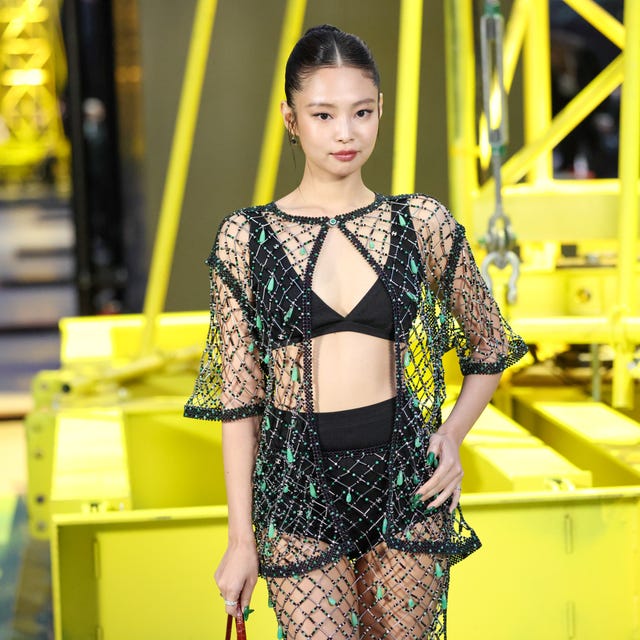 Sheer Beaded Overlay Top with Black Bralette and Shorts — Concert Outfits 2027