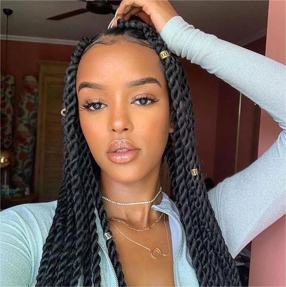 Elegant Twists With Gold Beads Elegant Twists With Gold Beads — Senegalese Twists 2027