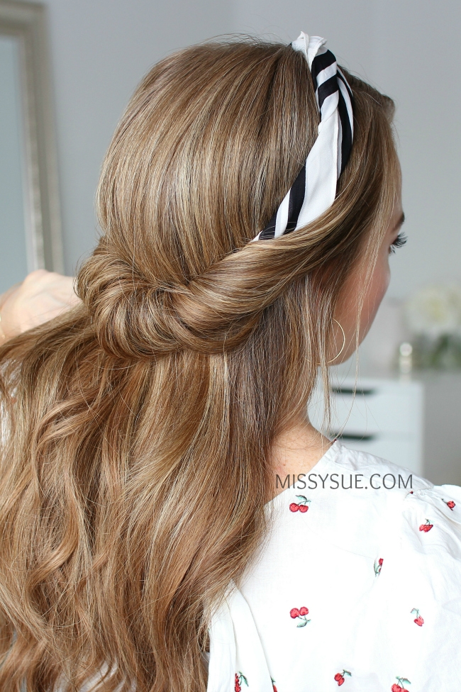 Light Brown Half-Updo With Twisted Scarf Light Brown Half-Updo With Twisted Scarf — Scarf Hairstyles 2027